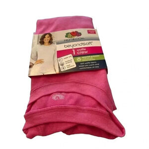 Fruit of the Loom Beyond Soft Woman's Waffle Crew Shirt - New Size XS (0/2) Pink